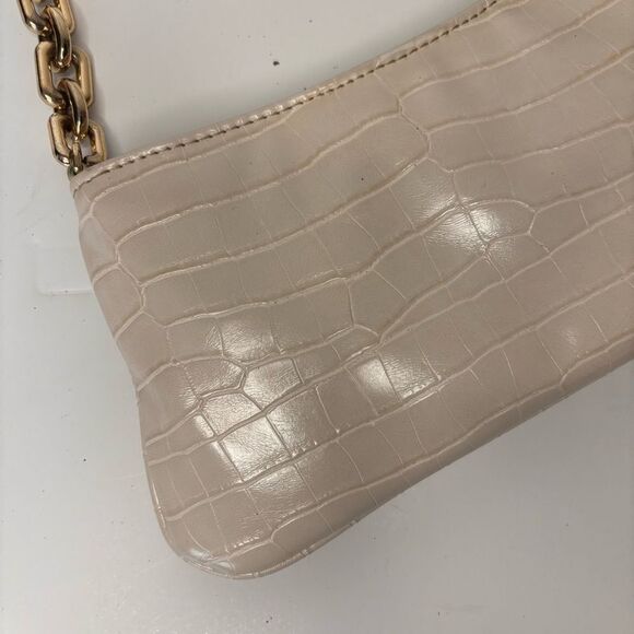 Zara Lilac Animal Croc Embossed Print Shoulder Hand Bag Gold Tone Chain Strap - Picture 6 of 7